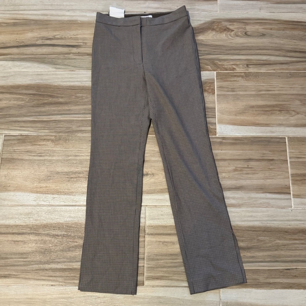 Aritzia Babaton Numero‎ Mid Rise Skinny Houndstooth Pants Brown Black Size 2 NWT